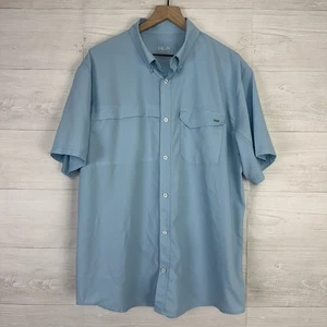 Huk Fishing Men's Short Sleeve Shirt Vented Fish Pocket Size XL Camp Blue - Picture 1 of 12