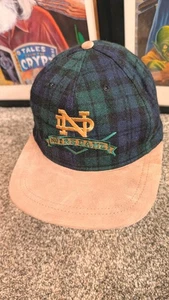 Vintage Notre Dame Fighting Irish Hat Cap SnapBack Adult Plaid Rare Made USA - Picture 1 of 12