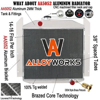 4 Rows Radiator for Studebaker Champion 2R5 2R6 Commander 1949-1952 1951 1950 US Foto 1 de 4