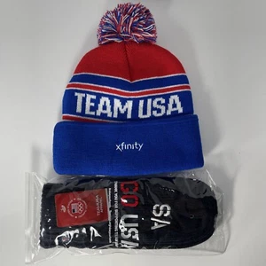 Team USA Apparel Xfinity POM KNIT Beanie And Mittens Olympics Paralympic New - Picture 1 of 6