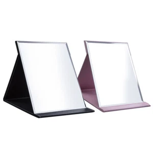 Protable PU Leather Mirror Folding Desktop Makeup Mirror with Adjustable Stand - Picture 1 of 10