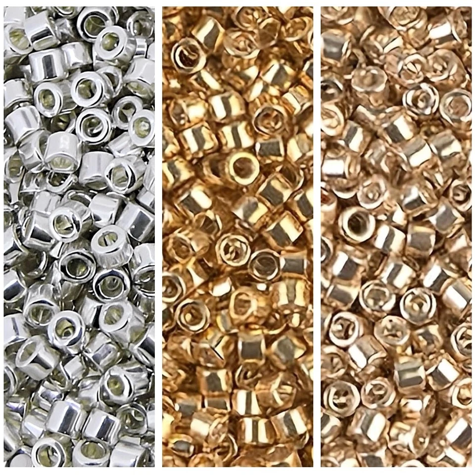 Juego de 3 Cuentas Semilla Miyuki Delica Colores, 21GM, Tamaño 11/0, DB035, DB410, DB433 Foto 1 de 4