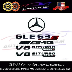 GLE63S COUPE AMG V8 BITURBO 4MATIC+ Rear Star Emblem Black Set Mercedes C167 - Picture 1 of 4