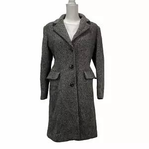 Mackintosh Damengröße Petite 4P schwarz grau Hahnentritt Wollmischung Wintermantel - Bild 1 von 12