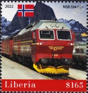 Norway Railways NSB Class Di-4 Diesel Locomotive Train Stamp (2022 Liberia) - Picture 1 of 1