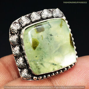 Prehnite Gemstone Ethnic Handmade Ring Jewelry US Size- 8 FRS-6193