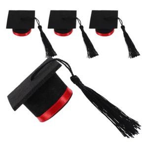 4pcs Tassel Grad Hat Wine Bottle Cap Mini Graduation Hat Bottle Topper Decor - Picture 1 of 12