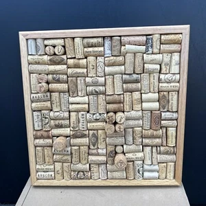 Vintage Hand Made Wine Cork Art Bar Decor Board 3D 15”x15” - Picture 1 of 11
