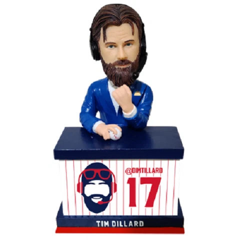 Tim Dillard Red Blue Desk Number 17 Milwaukee Brewers Broadcaster Bobblehead Cover
