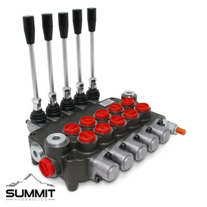 5 Spool Hydraulic Monoblock Double Acting Control Valve, 21 GPM, SAE Ports - Picture 1 of 2