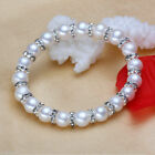 Bracelets strass naturels 8 mm coquille blanche mer du Sud perle 7,5'' AAA