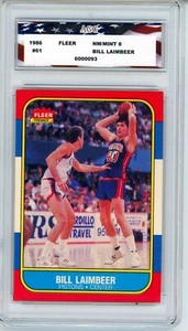 1986 Fleer #61 Bill Laimbeer AGC 8 NM/MINT Detroit Pistons - Picture 1 of 2
