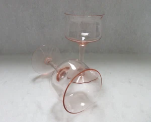 Pair of Heisey Gayoso (#3312) Flamingo/Pink 3oz. Burgundy Diamond Optic Stemware - Picture 1 of 12