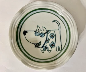 Jensen Turnage Kunstkeramik Hund Teller signiert 5 cm breit gewellte Kanten - Bild 1 von 7