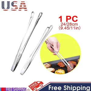 Stainless Steel Kitchen Tongs Meat Clip Grill Tongs BBQ Camping Tool Reusable - Picture 1 of 8