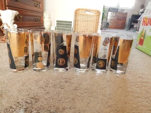 MCM Cera Gläser schwarz und 22K Goldmünzen 6er Set HIGHBALL 12 Oz. 5 1/2" hoch - Bild 1 von 22