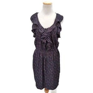 Vestido estilo blusa con volantes cuello en V azul marino Lola talla Lg - Imagen 1 de 5