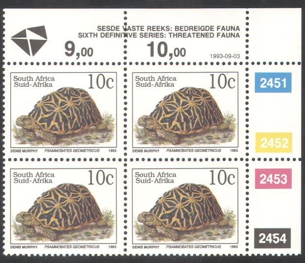 South Africa (RSA) 1993 Tortoise/Animals/Nature/Wildlife/Tortoises c/b (za10084) - Image 1 of 1