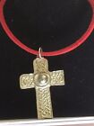 Cross TG82 Fine English Pewter On 18&quot; Red Cord Necklace