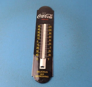 Vintage Drink Coca-Cola Sign - Soda Pop Gas Ad Sign on Porcelain Thermometer - Picture 1 of 19