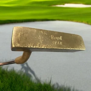 Royal Star Putter Vintage Brass Square Blade Steel Shaft RH 35" - Picture 1 of 8