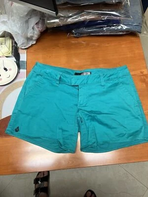 Volcom Women's size 0 / 24 Turquoise Teal Aqua Blue Chino Shorts Frochickie V5 - Image 1 of 4