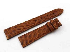 Cinturino Pelle Coccodrillo Marrone Vintage 20/16mm Artigianale Made Italy New - Imagen 1 de 5