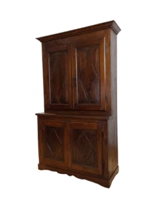 Credenza doppio corpo in noce e pioppo - primi '800 - dispensa buffet - armadio - Foto 1 di 24