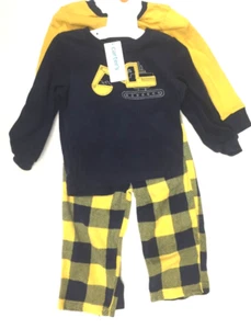 Carter's Kids' Boys 4-Piece Pajama Set Contruction Trucks Blue/Gold CHOOSE SIZE - Picture 1 of 2
