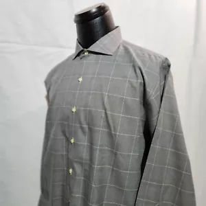Brooks Brothers 1818 Mens Gray Shirt Square Non-Iron Long Sleeve Size 17 1/2 34 - Foto 1 di 7