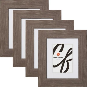 American Barn, 2 Inch Gray Faux Barnwood Picture Frame With a Mat, 4-Pack - Picture 1 of 8