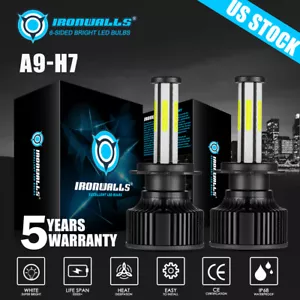 6-Seiten H7 LED Scheinwerfer Birne Kit Fernlicht 6000K kaltweiß hell 1800000LM 2X - Bild 1 von 12