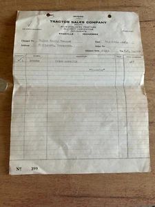 Tractor Sales Company Invoice Allis Chalmers Knoxville TN 1941 Vintage WW1 Era - Picture 1 of 22