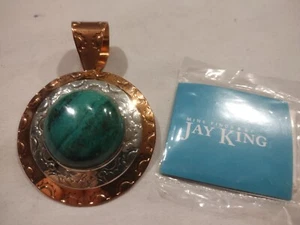 Vintage Jay King DRT Turquoise Copper 925 Silver Pendant NEW - Picture 1 of 8