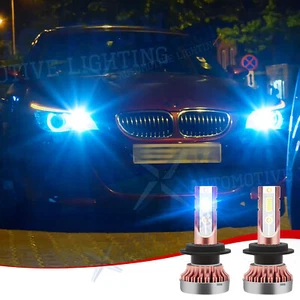 For BMW E46 F30 320i 330i 3-Series Cool Ice Blue LED High Beam DRL Light Bulbs - Picture 1 of 10