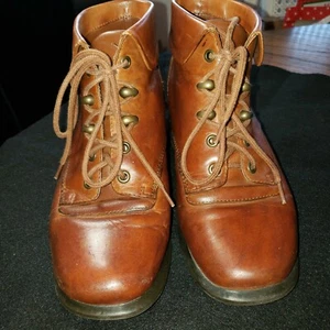 Leather Boots Turned Down Cuff at Ankle Street Gear, Boho, Lagan Womens size 6.5 - Picture 1 of 9
