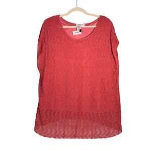 Coldwater Creek Tunic Sweater Womens Size 3x Pink Open Knit Attached Tank Boho - Picture 1 of 7