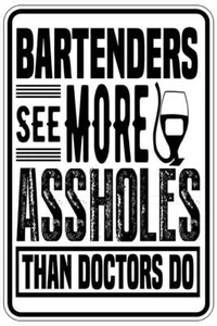 Cartel de BARTENDERS VER MÁS A**AGUJEROS Metal divertido hombre casa cueva decoración B990 - Imagen 1 de 1