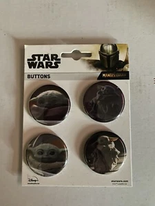 Star Wars THE MANDALORIAN BADGE BUTTON PIN SET STAR WARS Pack of 4 NEW - Picture 1 of 2
