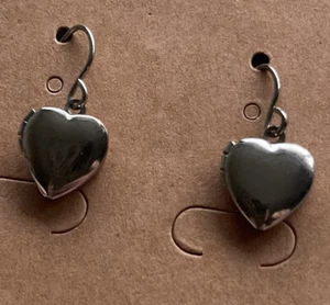 Cute and quirky silverplated heart shaped locket dropper earrings Great Gift - Picture 1 of 9