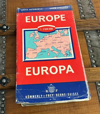 Vintage Europa Europe Road Map Kummerly Frey Travel Guide - Image 1 of 2
