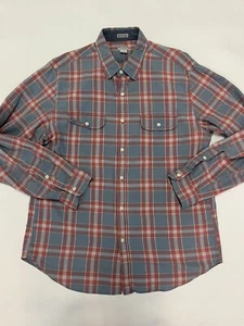 J Crew India Madras gewebtes Button-Down-Hemd Herren LRG blau/lachs kariert EUC! - Bild 1 von 8