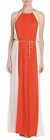 Ella Moss Dress NWT Size Small Persimmon Orange Ivory Belted Maxi Sleeveless