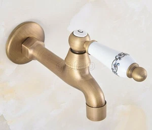 Antique Brass Ceramic handle Sink Mop Pool Faucet Basin Water Tap Gav314 - Picture 1 of 9