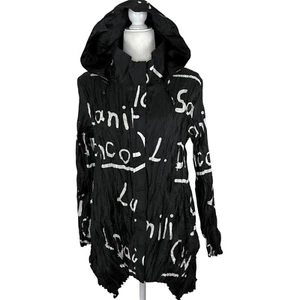 Neo Noble Jacket Windbreaker Sz S Graffiti Artsy Crinkle Reversible Black White - Picture 1 of 11