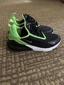 Nike Air Max 270 GS Black Green Strike Gym Athletic Sneakers 943345-021 Youth 7Y - Picture 1 of 6