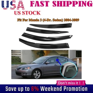 Fit 2004-2008 2009 Mazda 3 Sedan Window Visor Rain Guards Shield Trim Deflectors - Picture 1 of 8