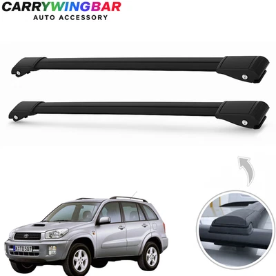 Par de barras transversales de techo negras de aluminio para Toyota RAV4 XA20 2001-2005 Foto 1 de 4