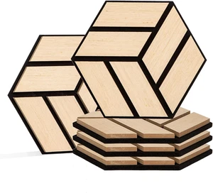 Urban Decor Hexagon Acoustic Slat Wall Foam Panels for 3D Wood Wall Decor, Cool - Picture 1 of 9