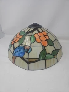Vintage Tiffany Style Hummingbird Lamp Shade ONLY 15” x 8" Stained Glass Floral - Picture 1 of 11